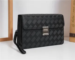 Black Silver Woven Texture Flap Closure Envelope Clutch 9