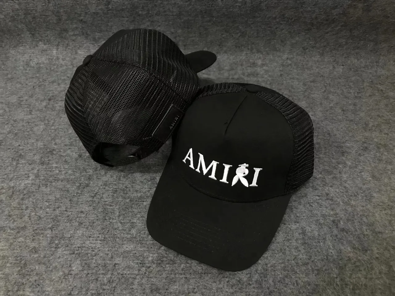 Black Structured Crown Mesh Back Baseball Cap 6