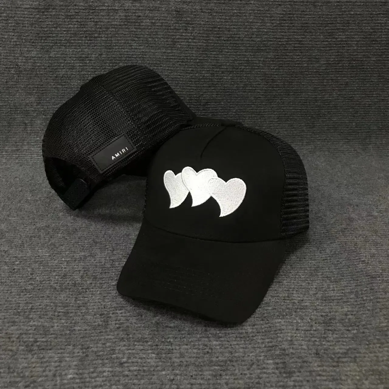 Black Structured Crown Mesh Back Baseball Cap 7