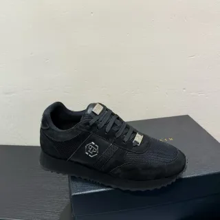 Tênis lifestyle de suede e mesh preto, low-top