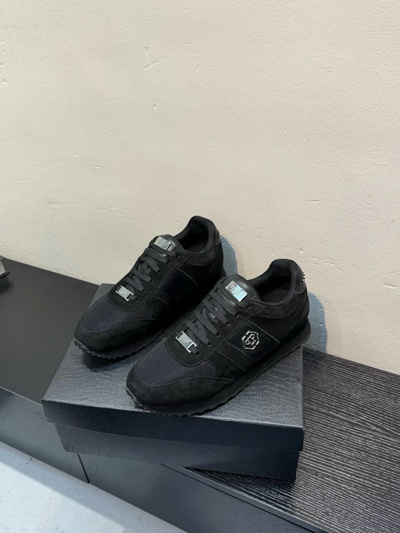 Black Suede and Mesh Low-Top Lifestyle Sneaker 3