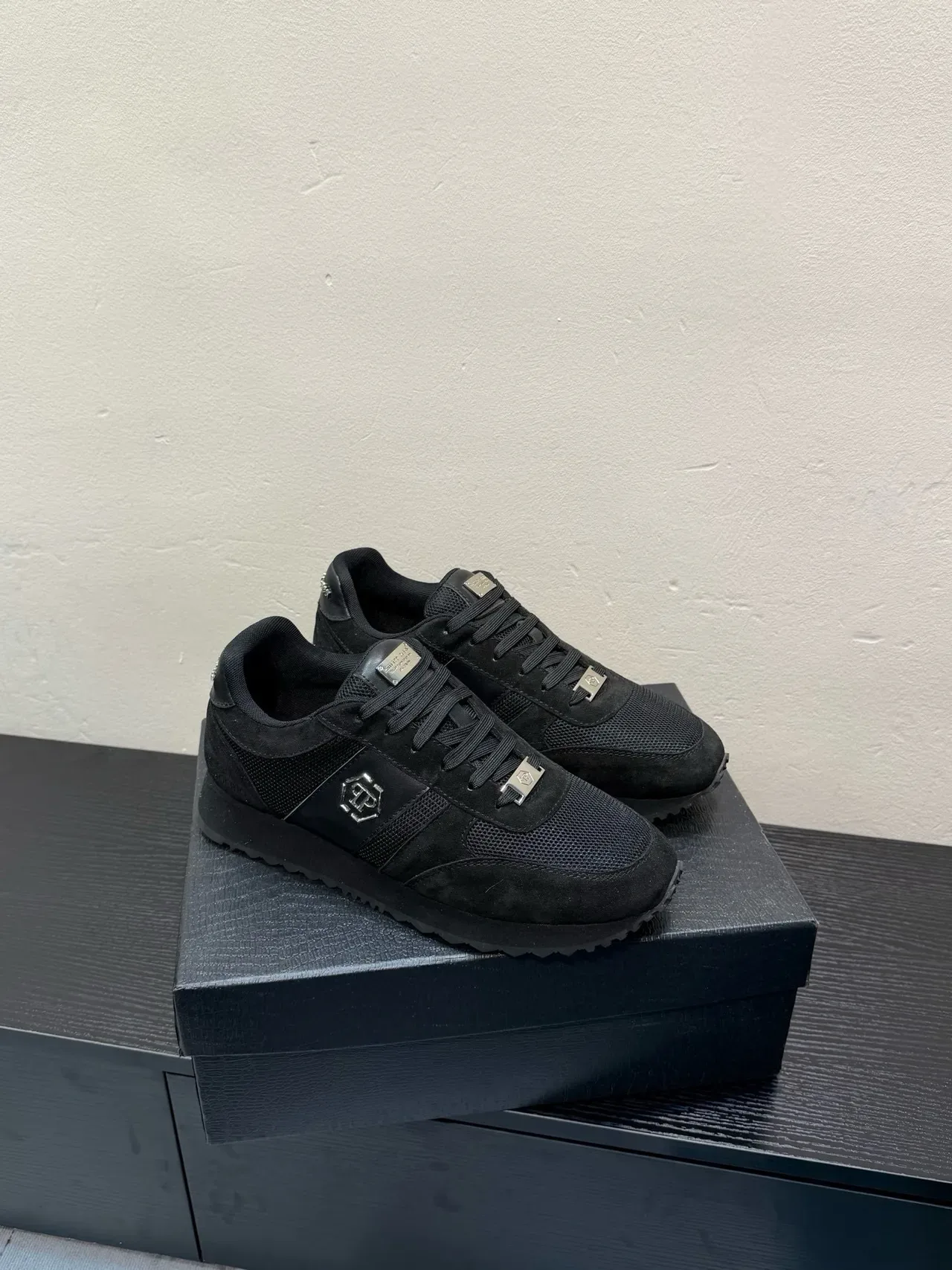 Black Suede and Mesh Low-Top Lifestyle Sneaker 5