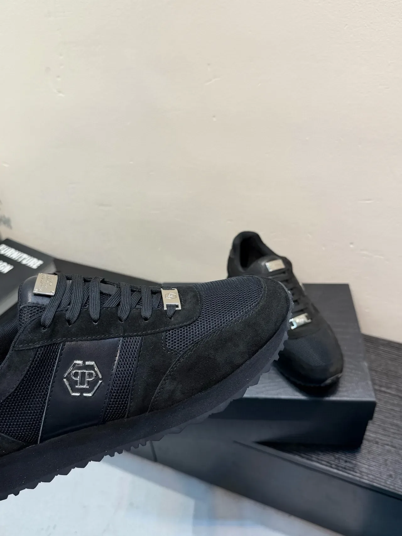 Black Suede and Mesh Low-Top Lifestyle Sneaker 8