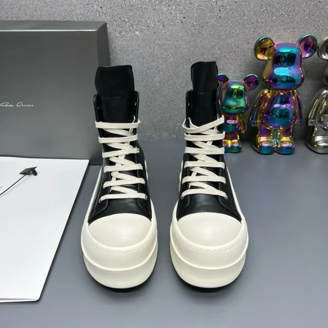 Black White High-Top Platform Sole Ankle Boots 6