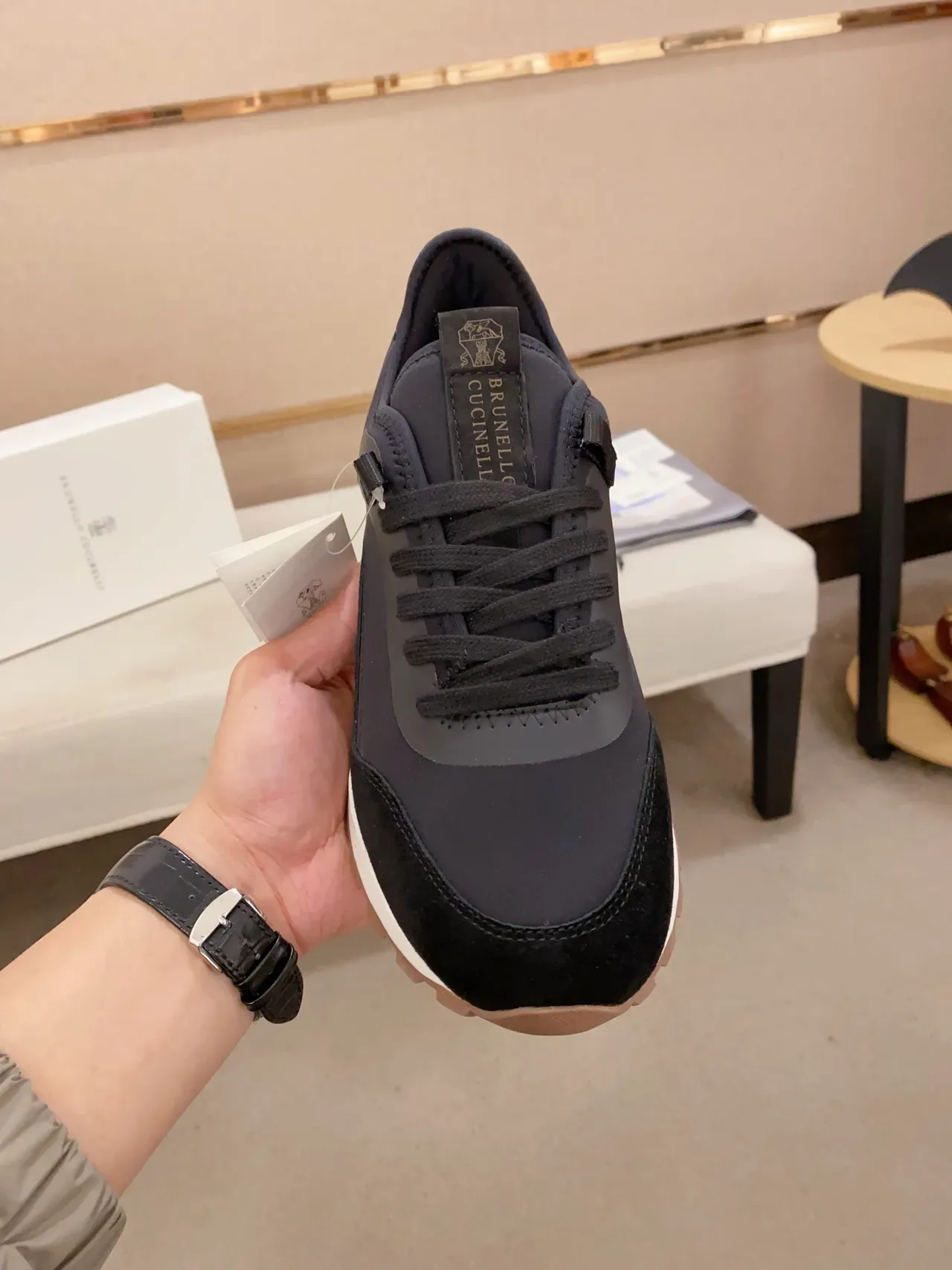 Black White Layered Upper Suede And Synthetic Paneling Lifestyle Sneakers 5