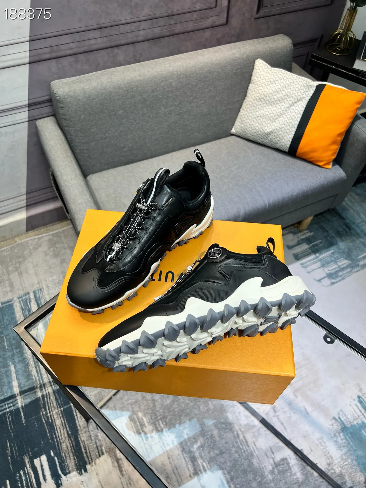 Black White Silhouette Layered Upper Chunky Sneakers 4