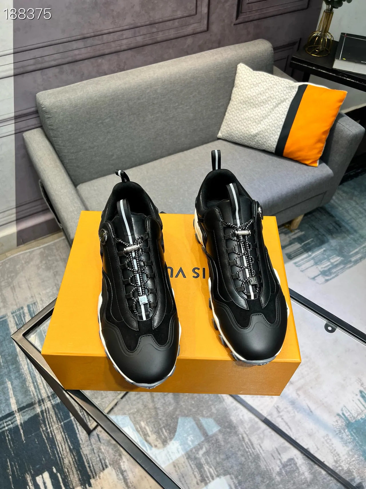 Black White Silhouette Layered Upper Chunky Sneakers 7
