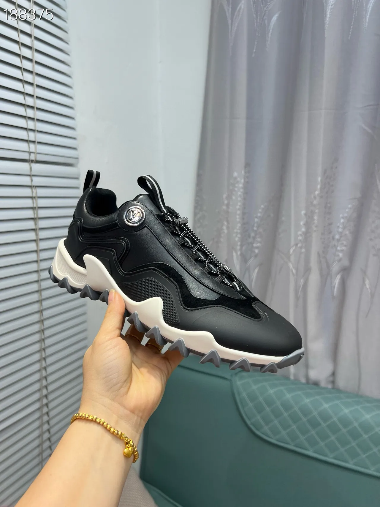 Black White Silhouette Layered Upper Chunky Sneakers 8