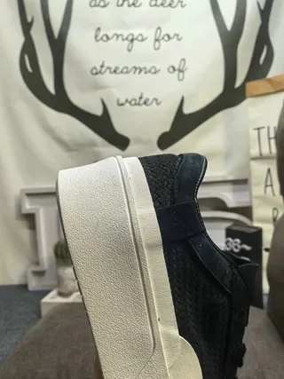 Black Woven Mesh and Suede Platform Sneakers 3