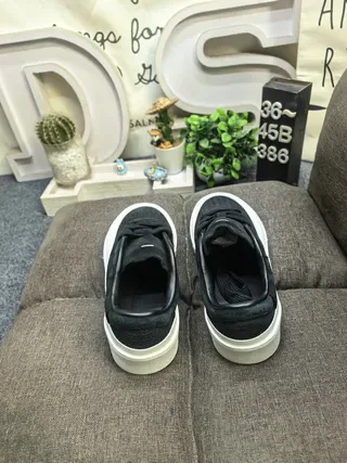 Black Woven Mesh and Suede Platform Sneakers 8