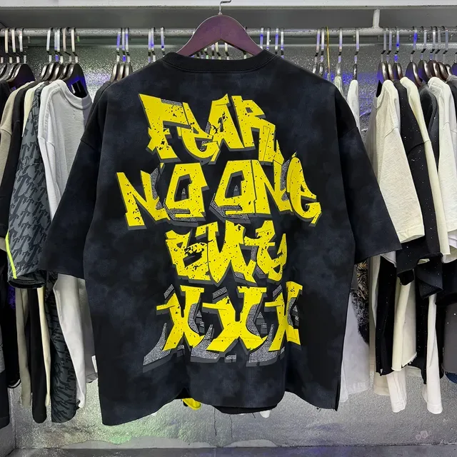 Black Yellow Oversized Fit Tie-Dye Base T-Shirt 2