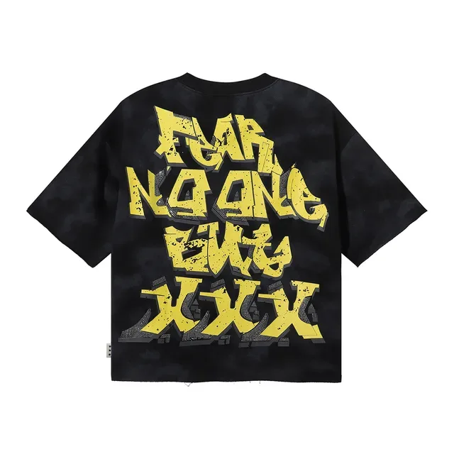 Black Yellow Oversized Fit Tie-Dye Base T-Shirt 4