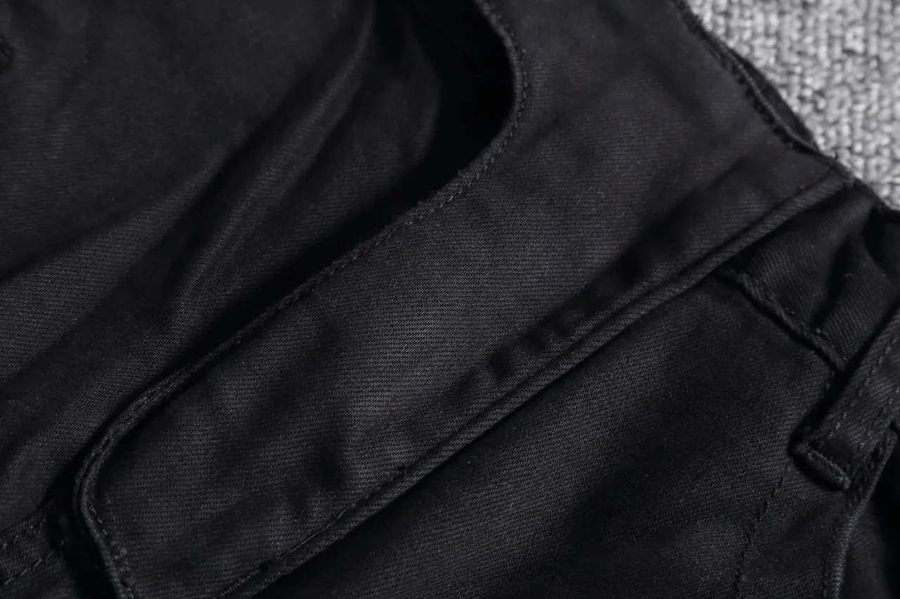 Black Zippered Cargo Moto Shorts 8