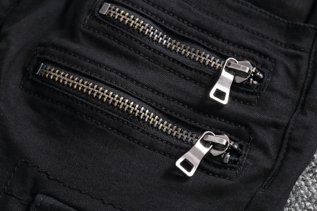 Black Zippered Cargo Moto Shorts 11
