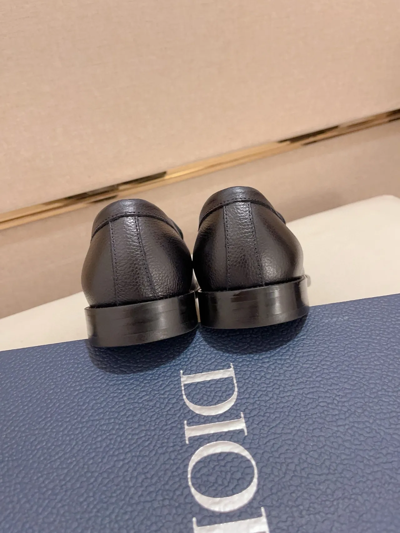 Blue Black Pebbled Leather Metal D-Buckle Strap Loafer 3