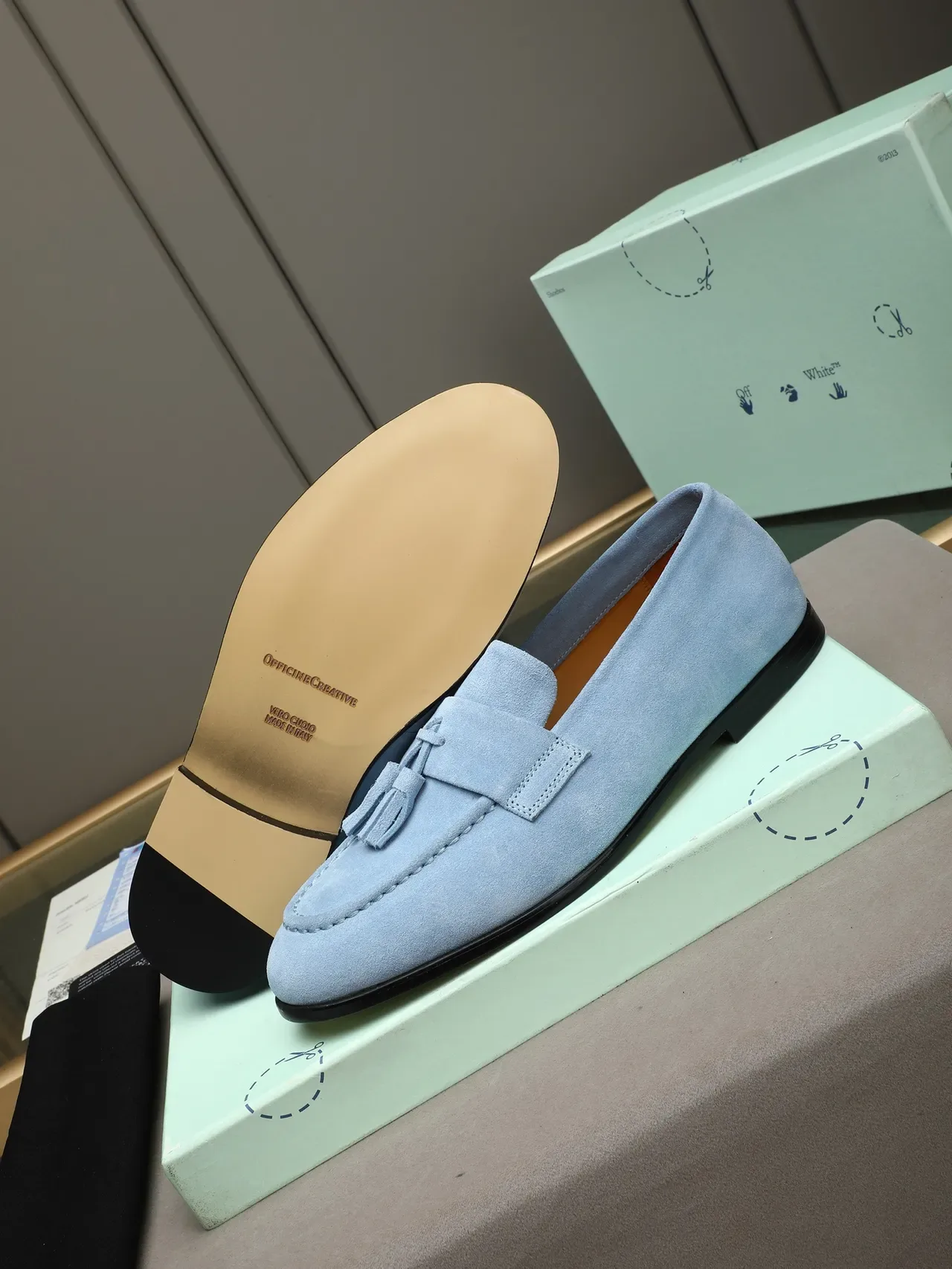 Blue Black Suede Tassel Loafer 4