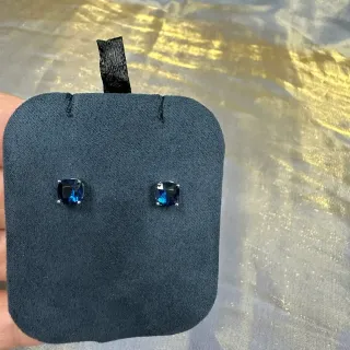 Blue Cushion-Cut Gemstone Stud Earrings