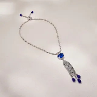 قلادة فضية زرقاء Pavé-Set كابوشون ستون