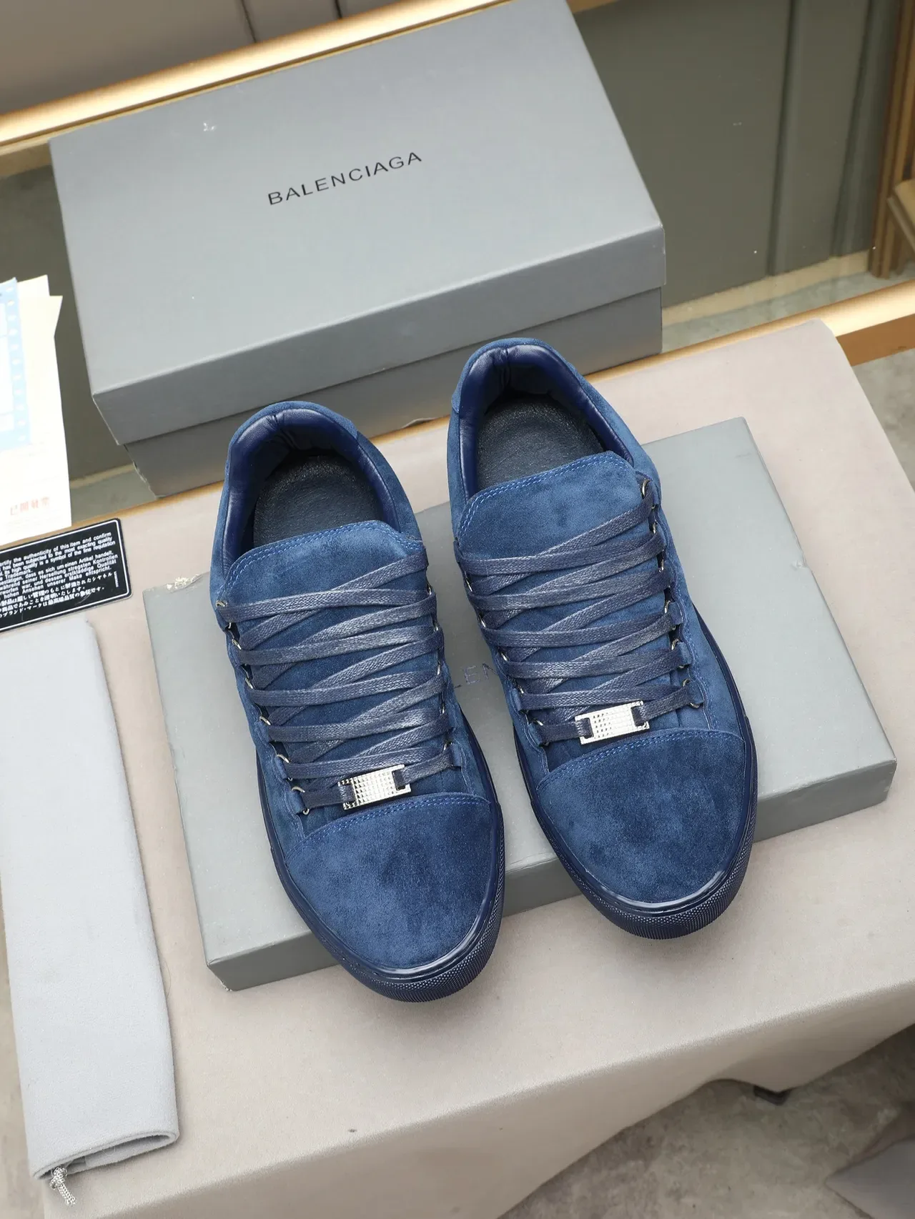 Blue Suede Low-Top Lace-Up Lifestyle Sneakers 3