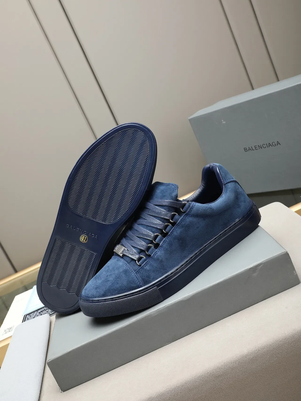 Blue Suede Low-Top Lace-Up Lifestyle Sneakers 4