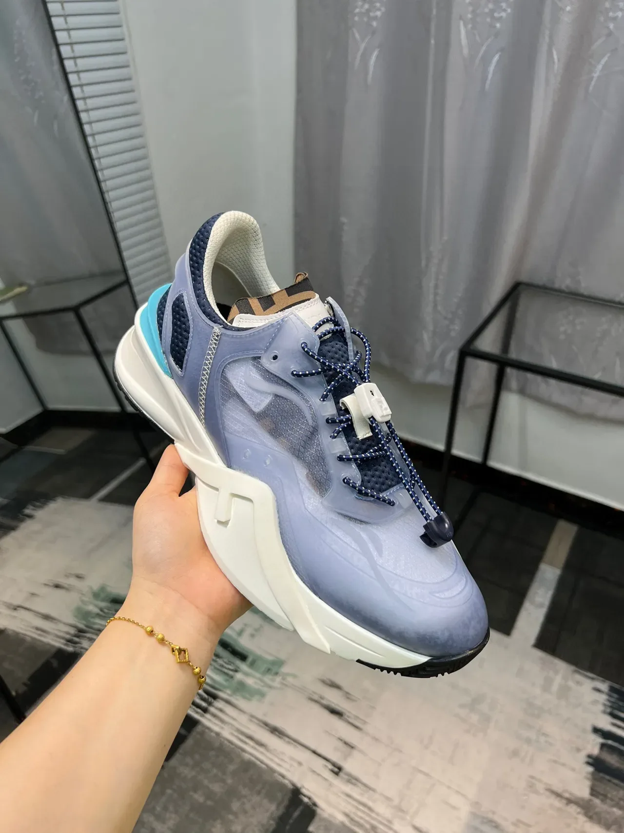 Blue Translucent Overlay Upper Sculpted Multi-Density Sole Sneakers 7