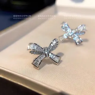 Bow-Shaped Baguette-Cut Stone Stud Earrings