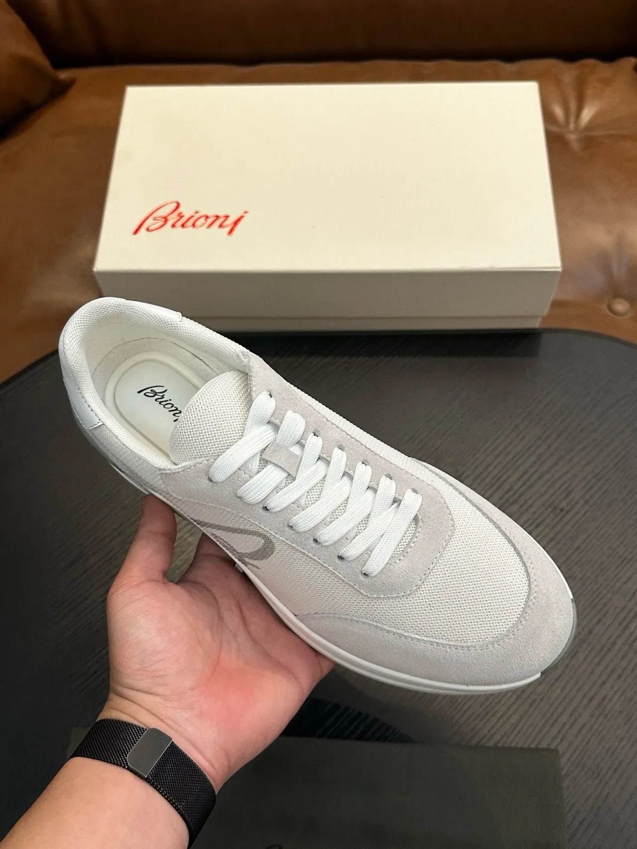 Briani Low-Top Mesh and Suede Lifestyle Sneakers 3