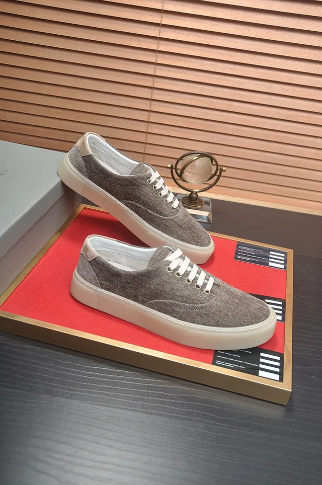 Brown Beige Low-Top Lace-Up Canvas Shoes 6