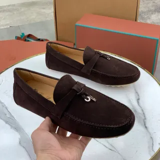 棕米色麂皮鞋面流苏带乐福鞋