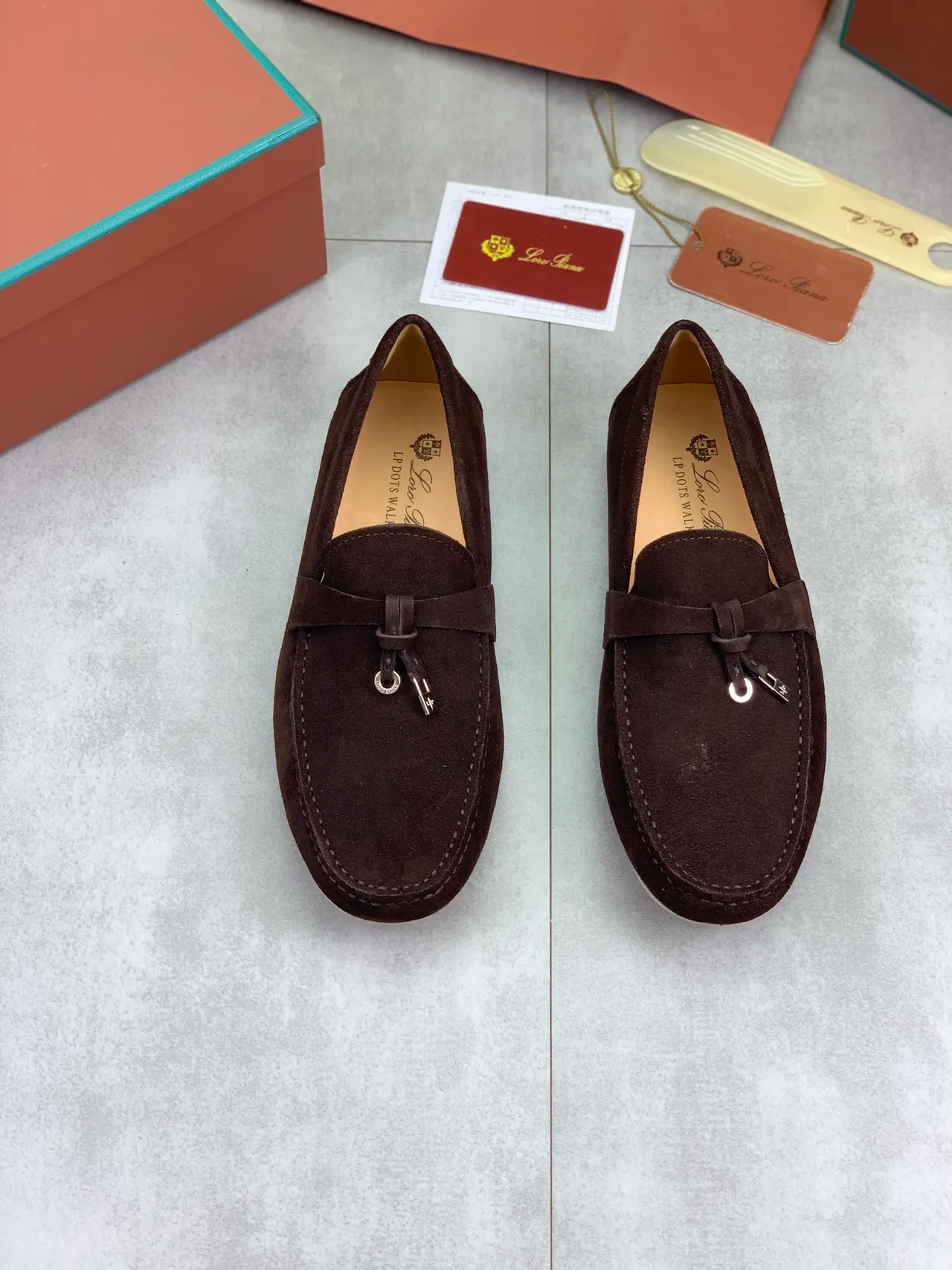 Brown Beige Suede Upper Tassel Strap Loafer 4