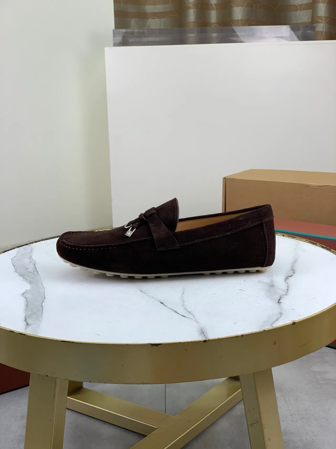 Brown Beige Suede Upper Tassel Strap Loafer 5