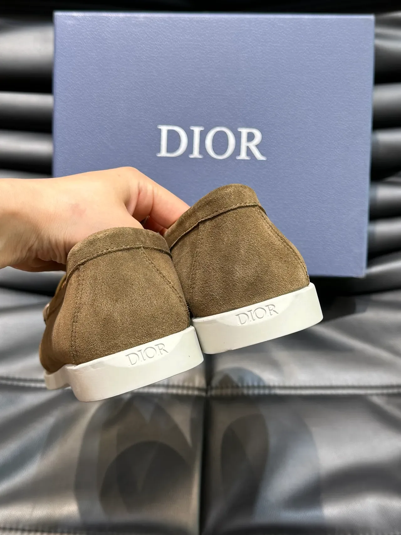 Brown Beige Suede Upper Textured Toe Cap Loafer 3