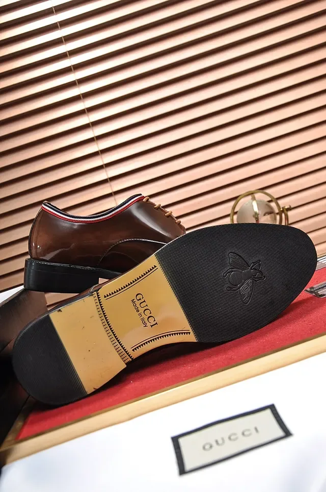 Brown Black Polished Leather Cap Toe Oxford Shoes 3