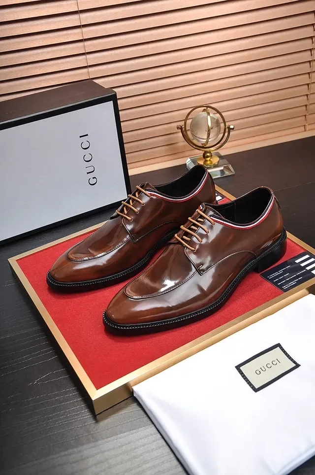 Brown Black Polished Leather Cap Toe Oxford Shoes 4