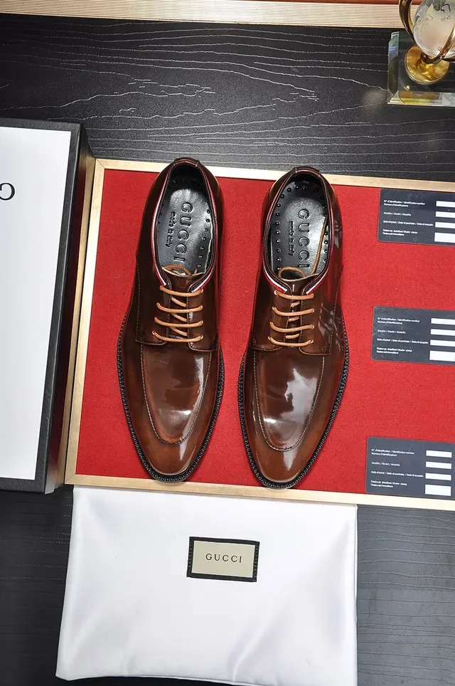 Brown Black Polished Leather Cap Toe Oxford Shoes 5