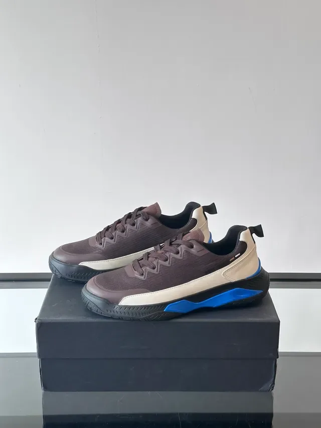 Brown Blue Layered Mesh And Synthetic Upper Zigzag Lace Guard Sneakers 5