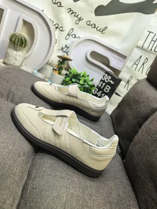 Brown Leather-Like Strap Mary Jane Shoes 7
