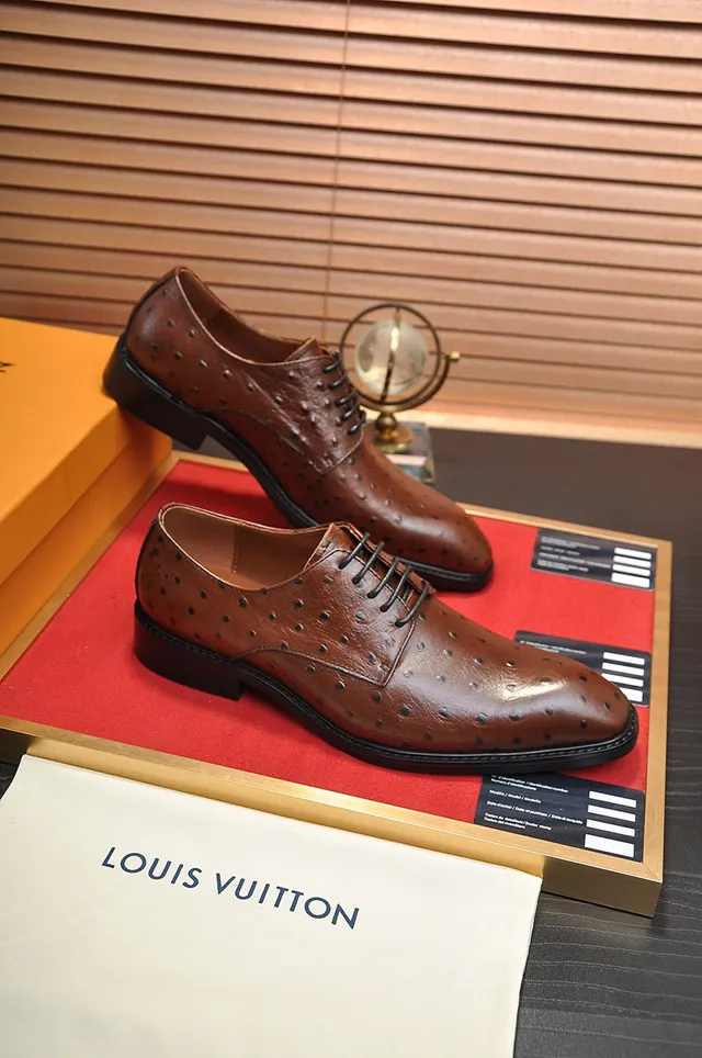 Brown Ostrich-Textured Cap-Toe Oxford Shoes 5