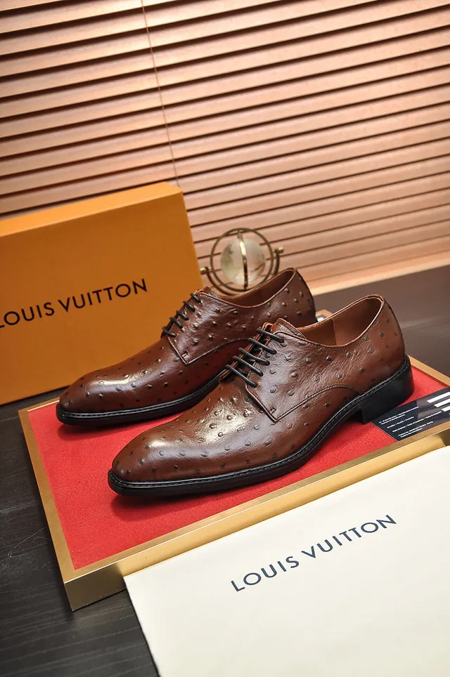 Brown Ostrich-Textured Cap-Toe Oxford Shoes 7