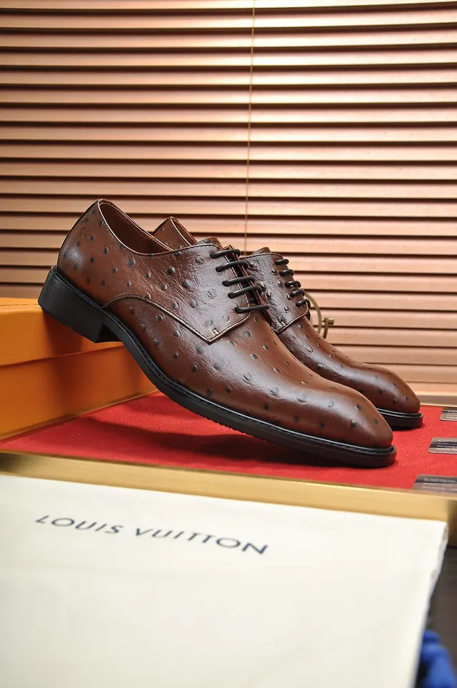Brown Ostrich-Textured Cap-Toe Oxford Shoes 8
