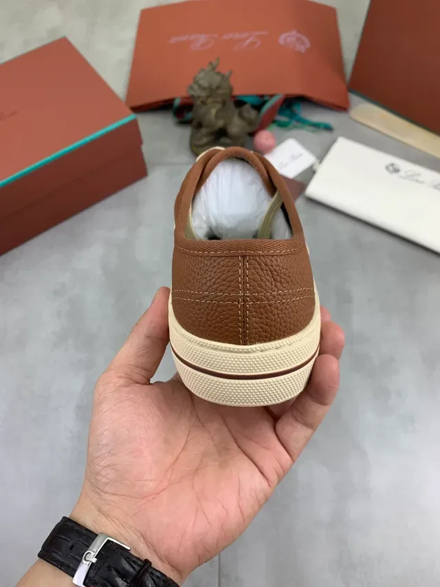 Brown Pebbled Leather Cupsole Sneaker 3