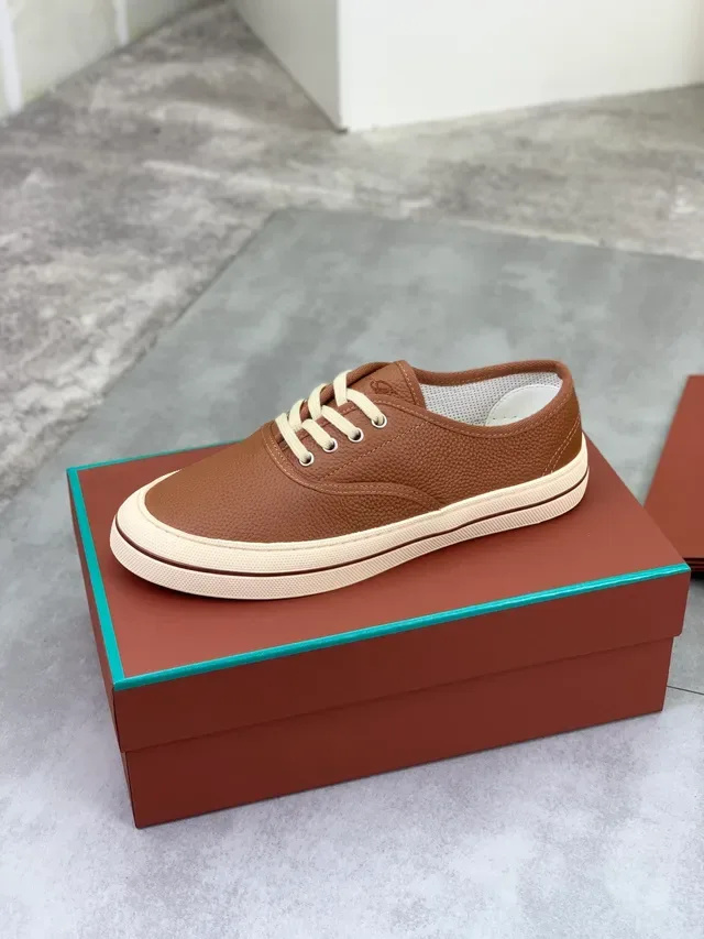 Brown Pebbled Leather Cupsole Sneaker 4