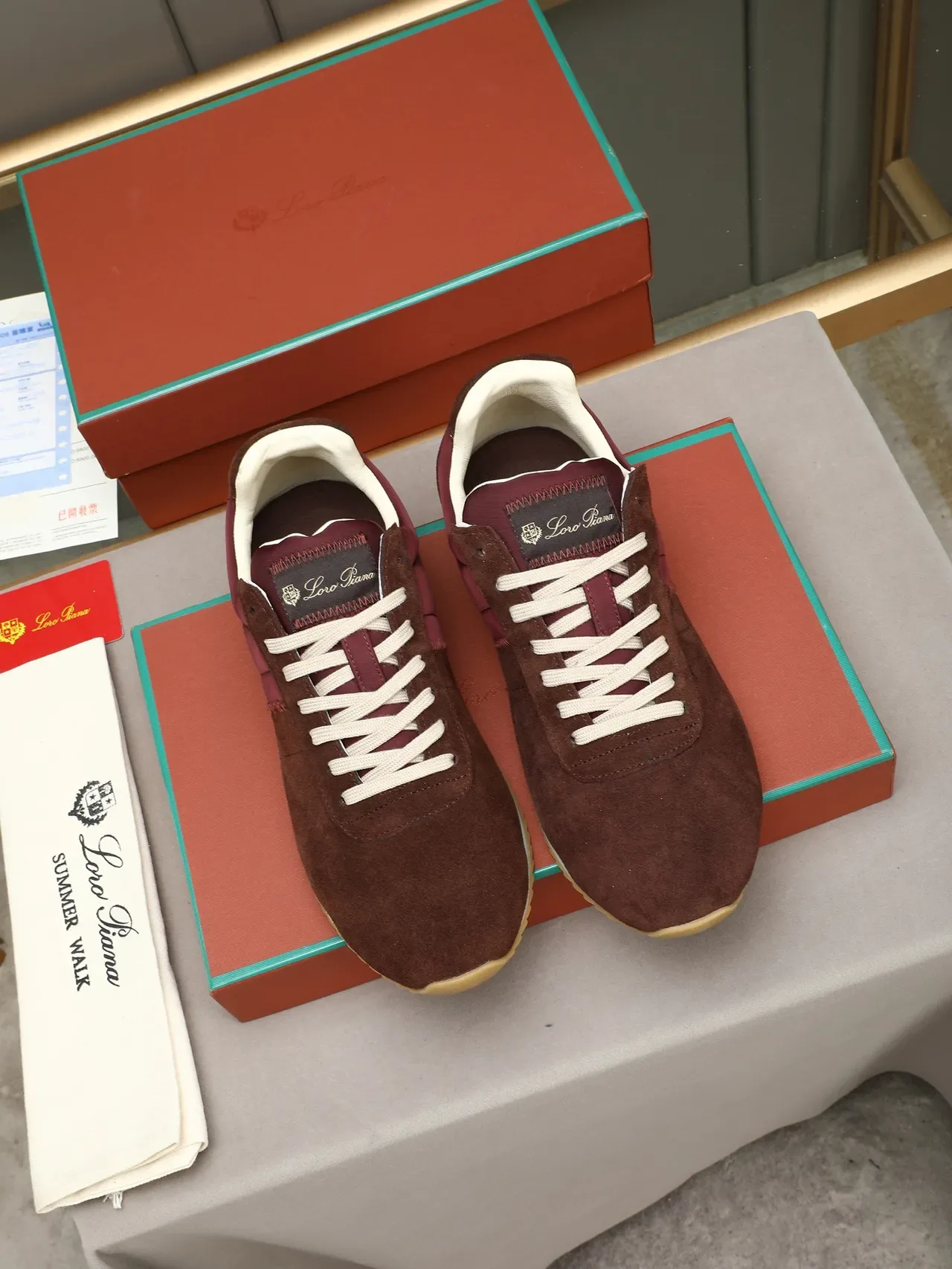 Brown Suede and Textile Two-Tone Lifestyle Sneaker 2