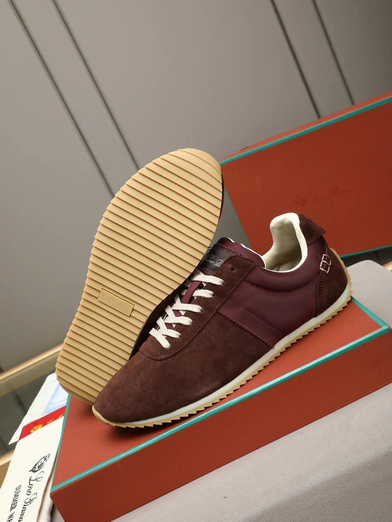 Brown Suede and Textile Two-Tone Lifestyle Sneaker 4