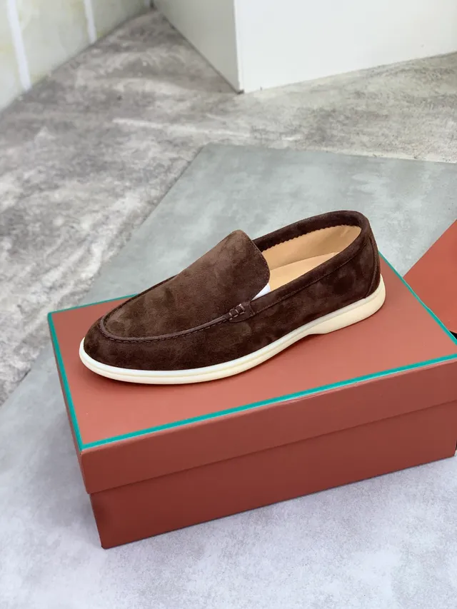 Brown Suede Moccasin-Stitched Slip-On Loafers 4