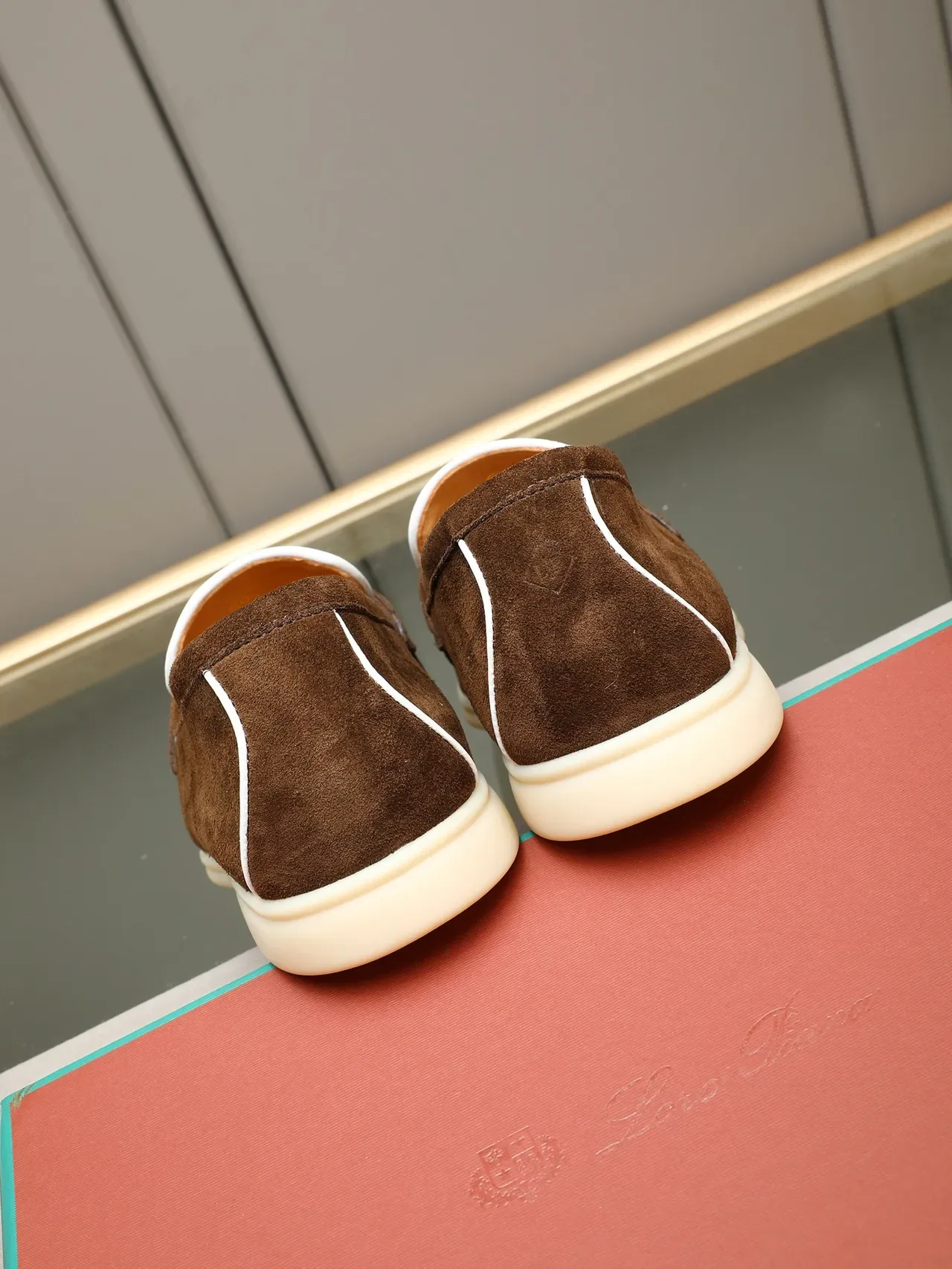 Brown White Suede Piping Loafer 4