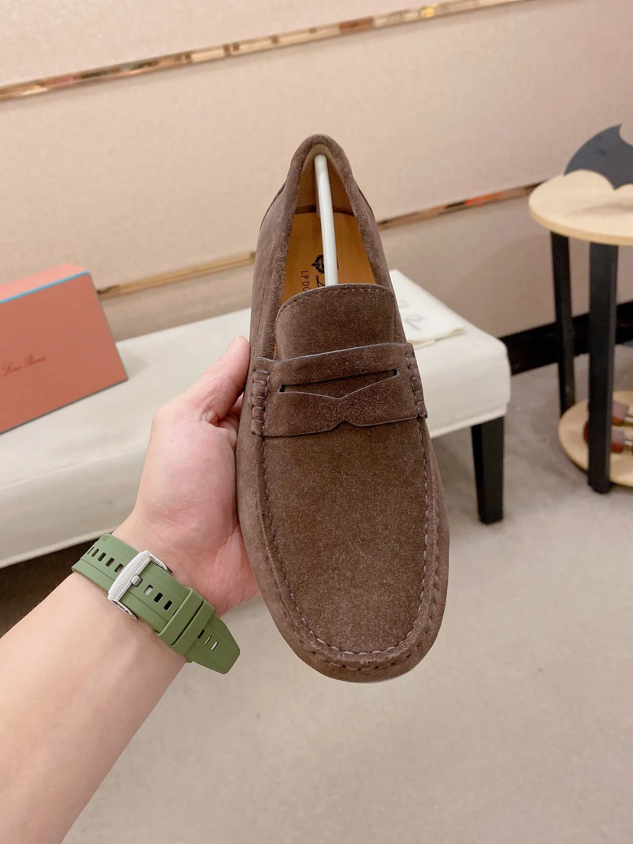 Brown White Suede Upper Penny Strap Loafer 2
