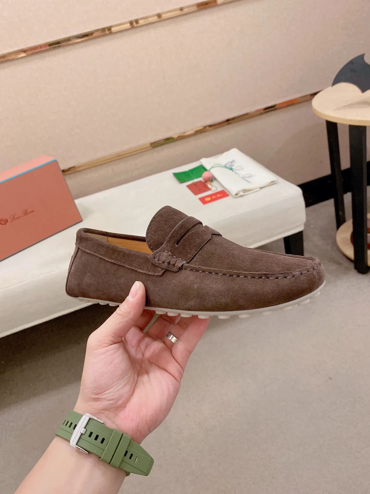 Brown White Suede Upper Penny Strap Loafer 4