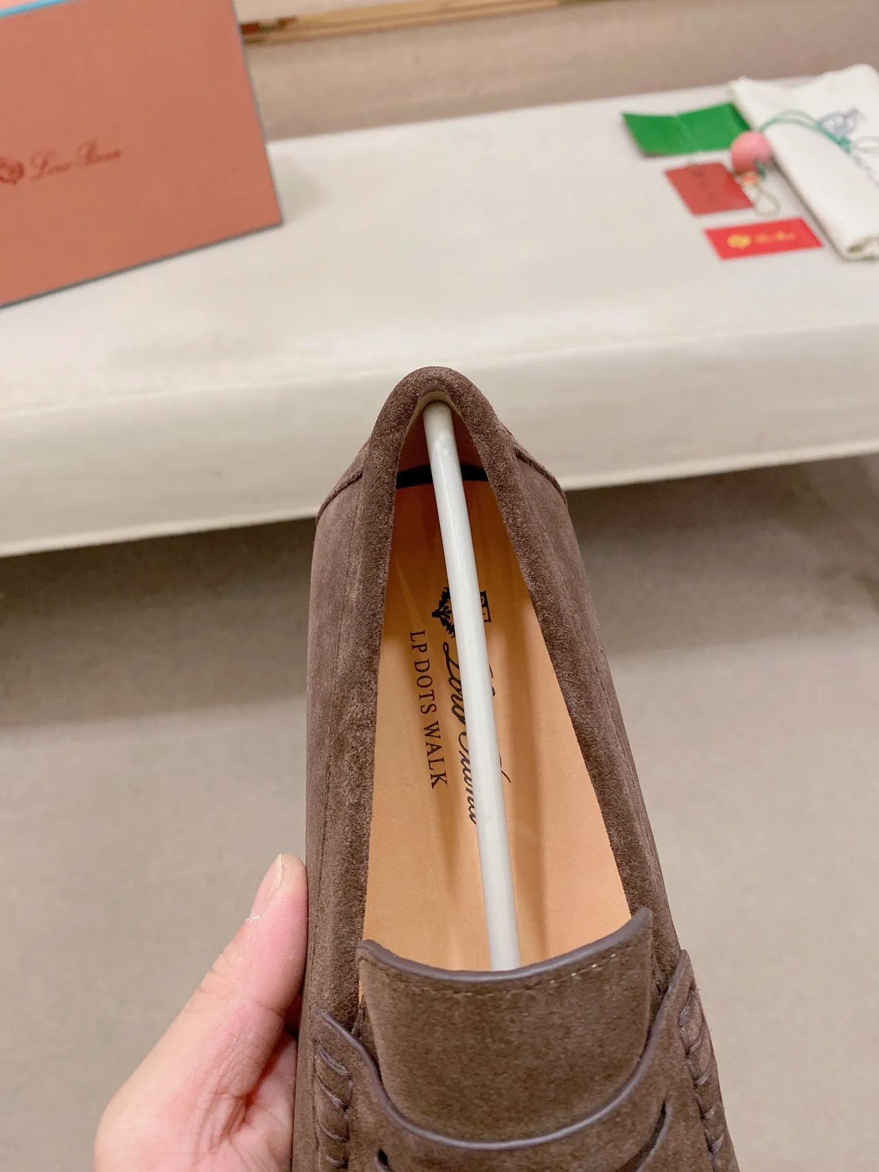Brown White Suede Upper Penny Strap Loafer 6