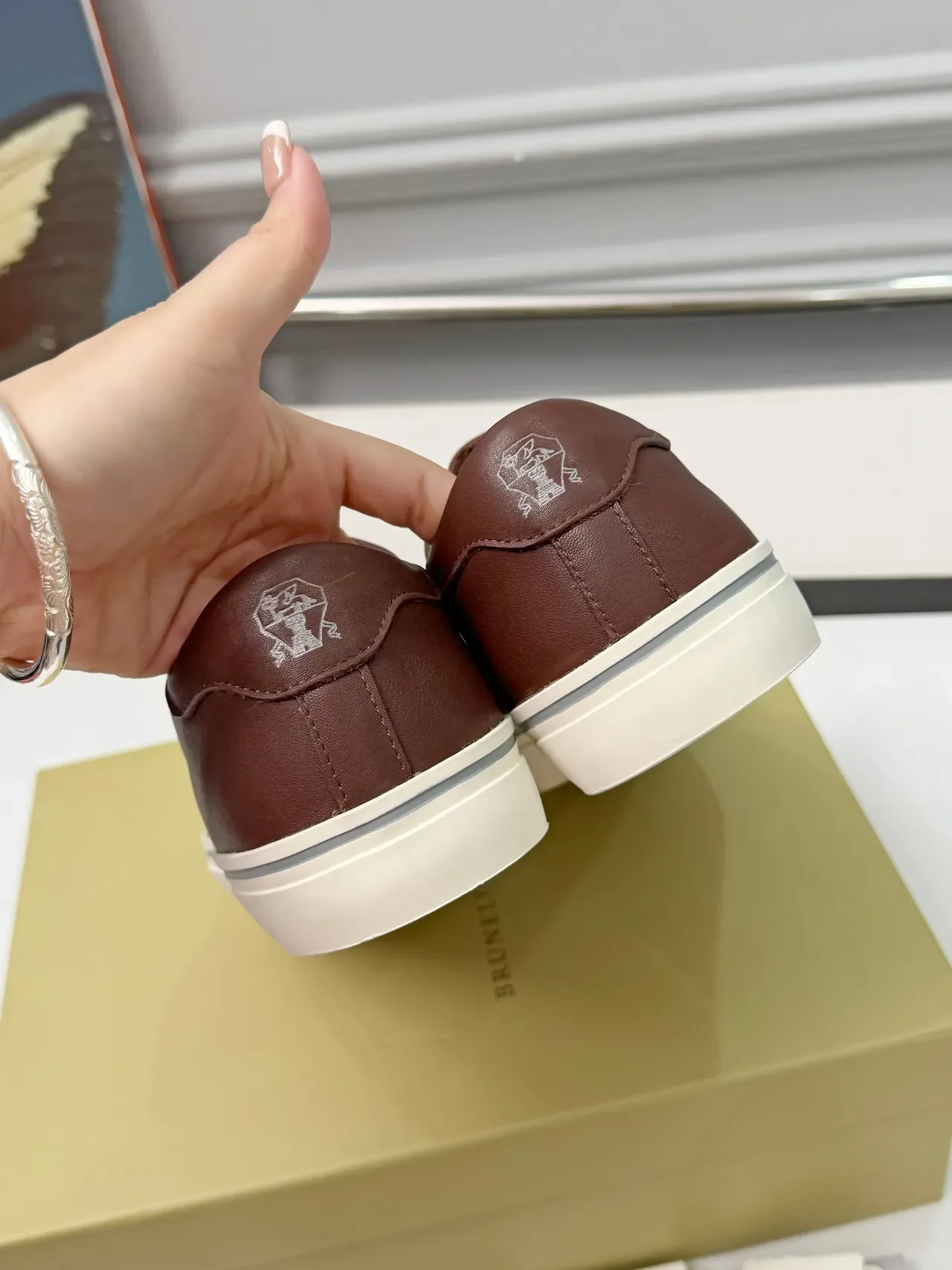 Brunello Cucinelli Brown Leather Low-Top Lifestyle Sneakers 4
